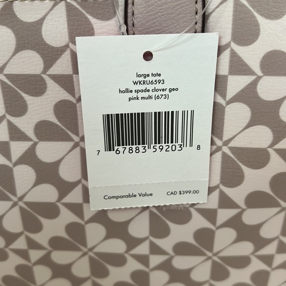 NWT Kate spade large tote hollie spade clover geo pink multi - Picture 3 of 3